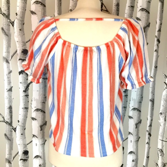 Stripped and tie front blouse with lace details - Picture 3 of 6